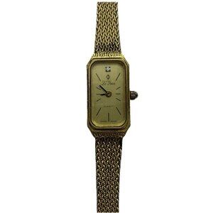 Vintage Le Gran Ladies Quartz Watch Swiss Made Gold Tone Bracelet 3181 Rectangle